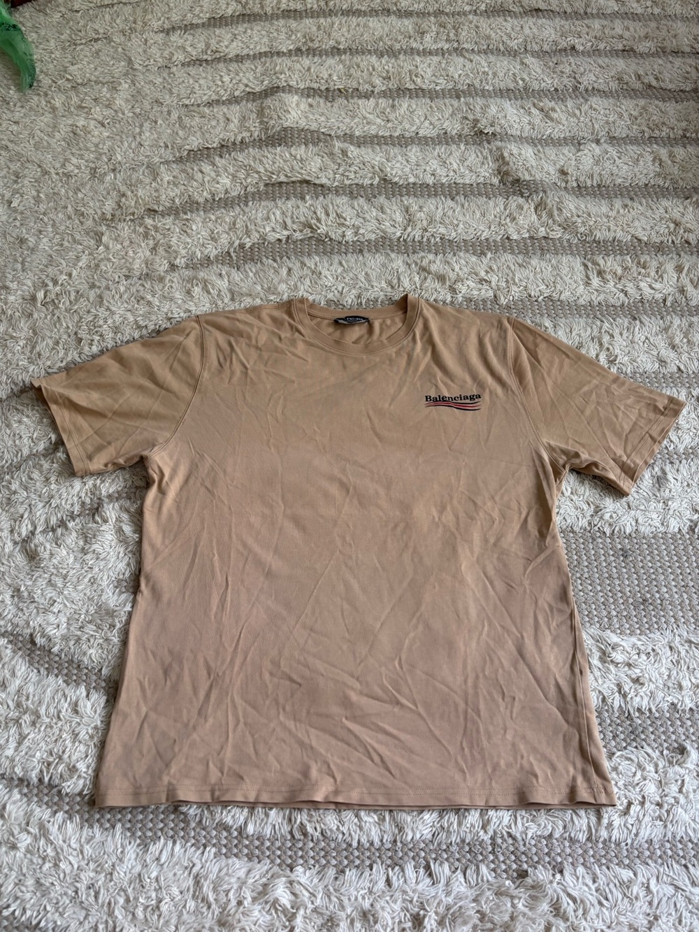 Balenciaga Tan Short Sleeve Tee with Black and Red Logo Waves XXL - Picture 3 of 6